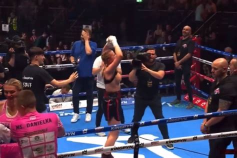 daniella celebration flash|Boxing: Daniella Hemsley flashes crowd after Kingpyn Boxing